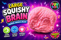 Large Squishy Brain | Slow Rising Stress Relief Sensory Toy | Jumbo Fidget Squishy