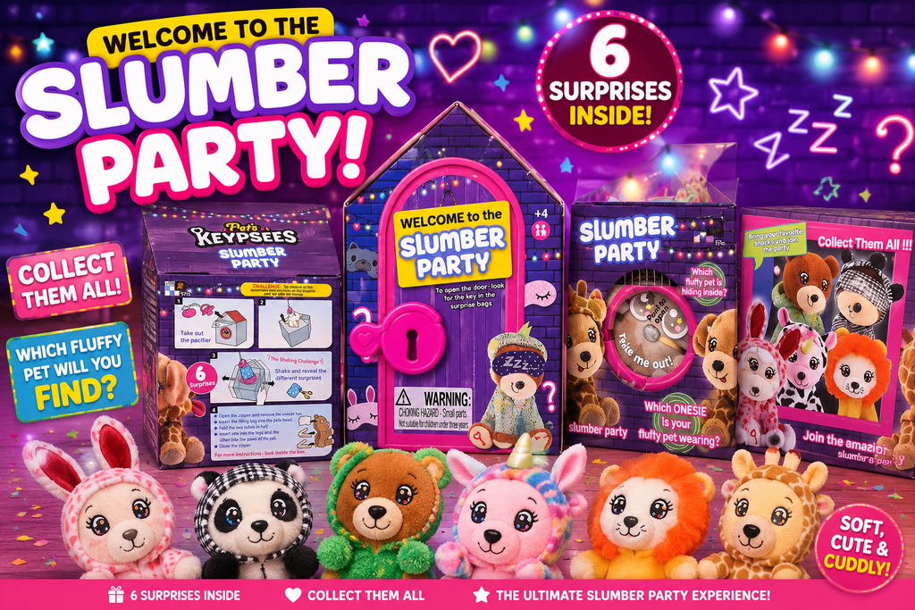 Pets Keypsees Slumber Party Surprise Plush | 6 Surprises Inside | Mystery Collectible Soft Toy | Ages 4+