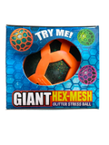Giant Hex-Mesh Glitter Stress Ball | Squishy Sensory Fidget Ball | Assorted Colours