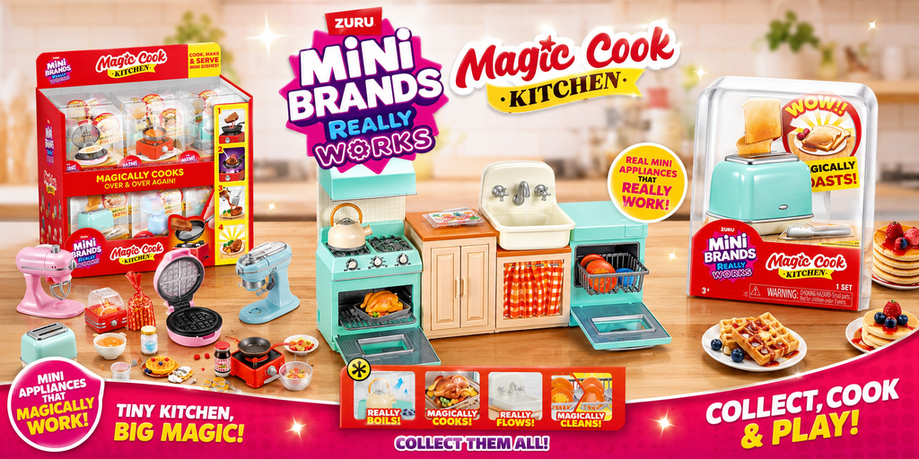 ZURU Mini Brands Magic Cook Kitchen – Kitchen Playset or Mystery Appliance Capsule