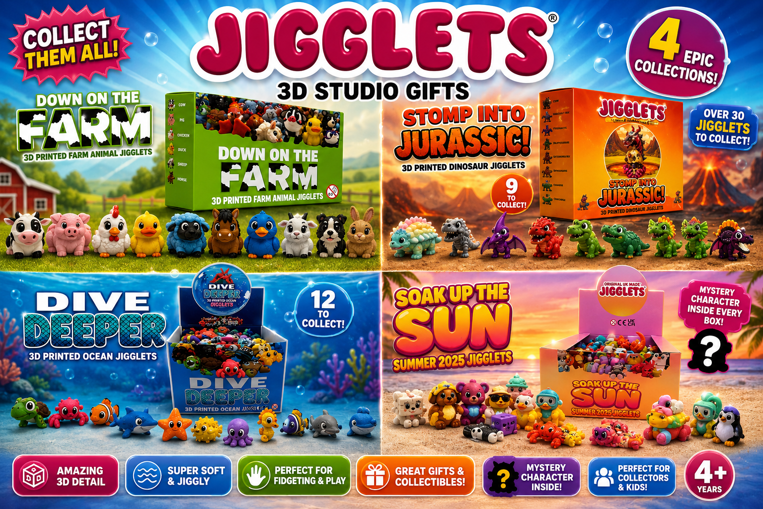 Jigglets 3D Studio Gifts Mystery Collectible Figure | Blind Box Toy | 12 Characters to Collect | Age 4+