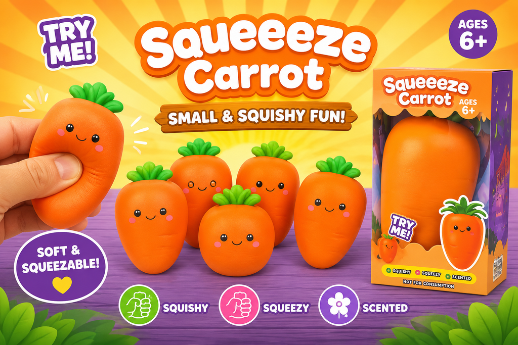 Small Squeeze Carrot – Soft, Squishy & Scented Sensory Toy