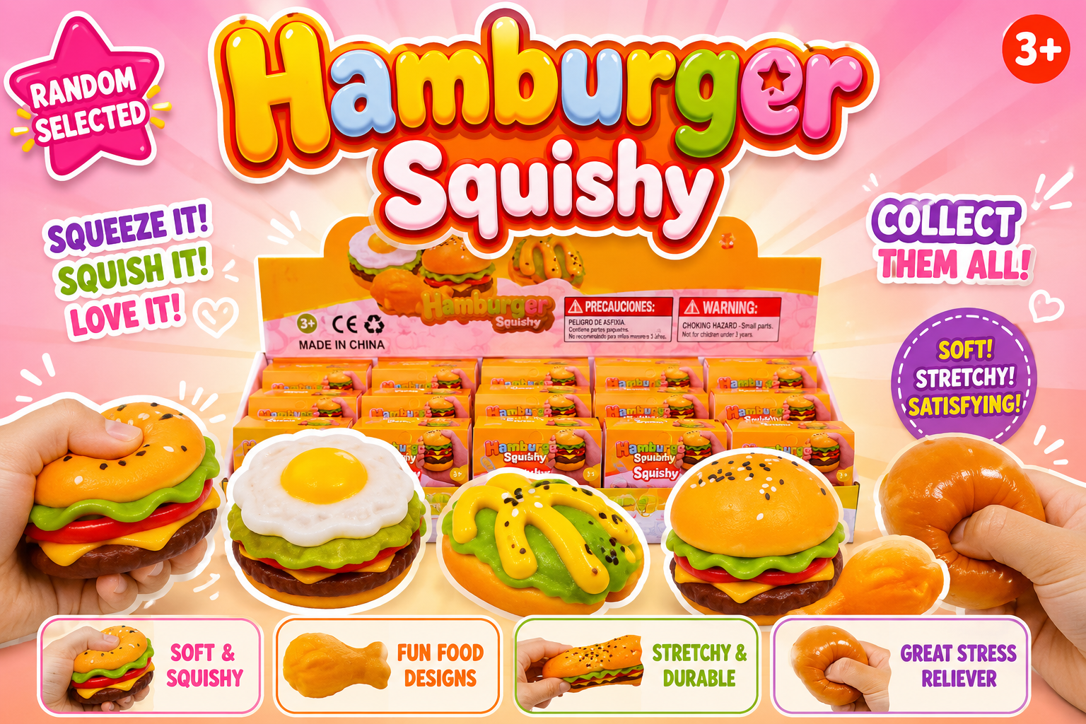 Hamburger Squishy – Random Design Selected