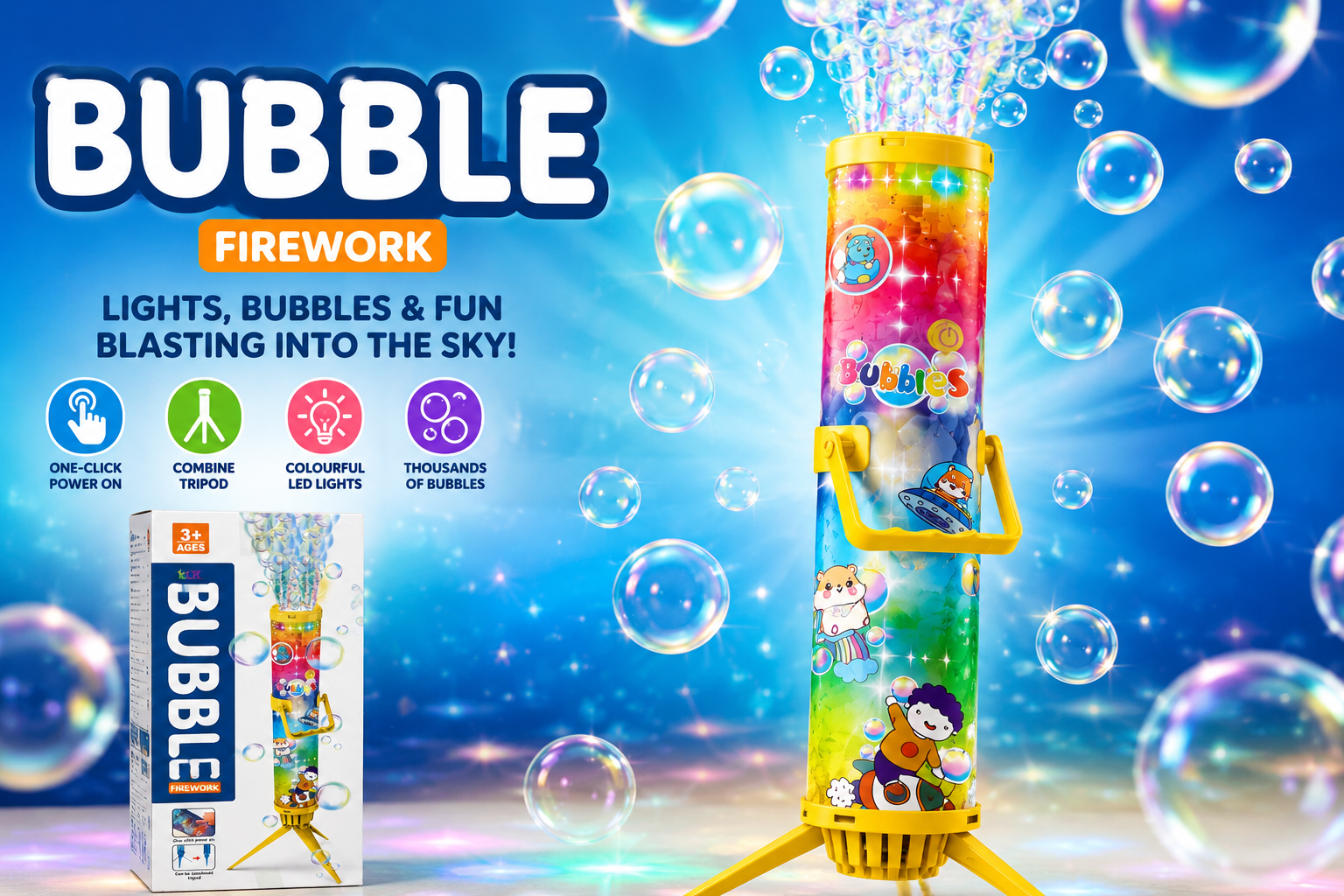 Bubble Firework Machine – Colourful Automatic Bubble Blaster