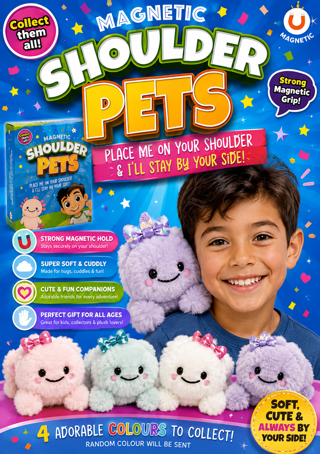 Magnetic Shoulder Pets – Super Soft Plush Friends