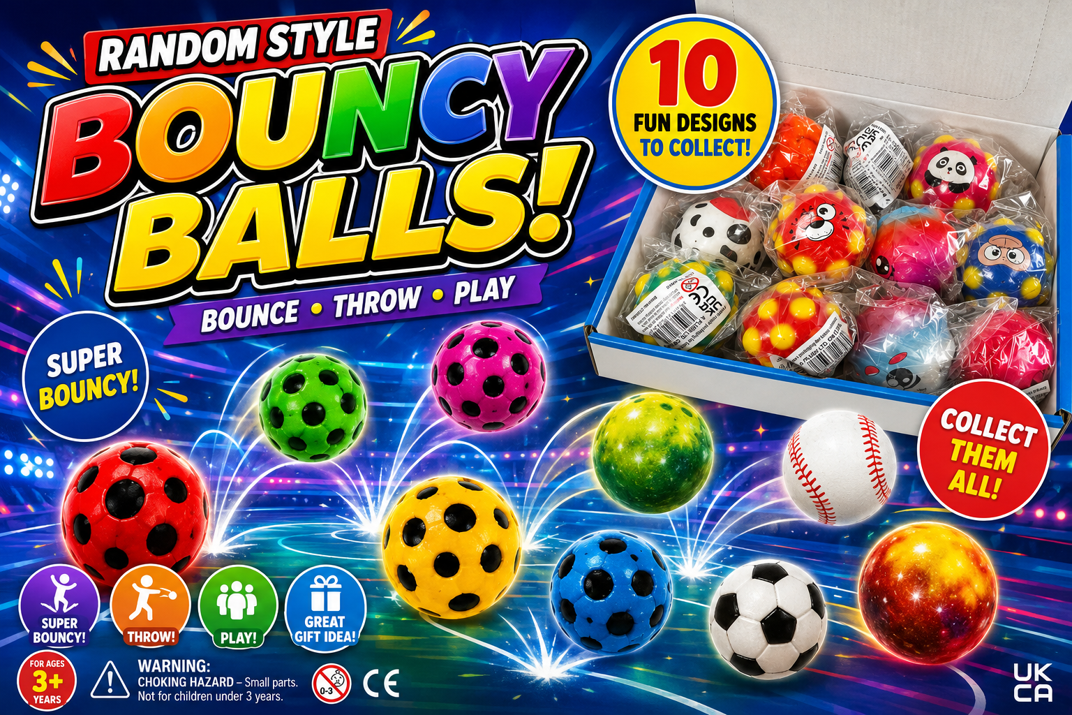 Random Style Bouncy Balls – 10 Fun Designs to Collect!
