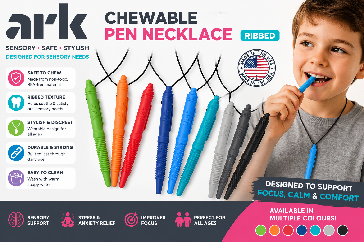 1 ARK Chewable Pen Necklace (Ribbed)